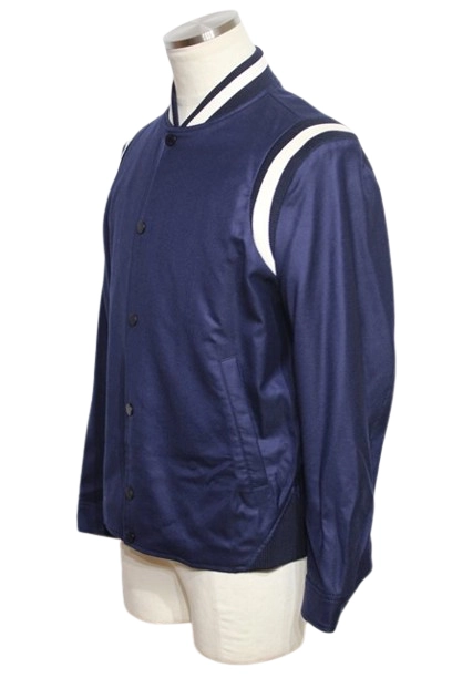 LOUIS VUITTON ルイ・ヴィトン 衣類 バックプリントスタジアムジャンパー メンズ46 ネイビー/ホワイト ウール HEB15WECZ (2120500250014) 【200】