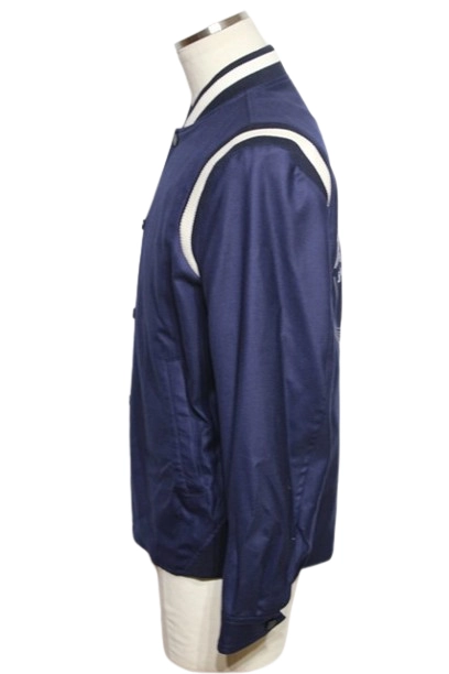 LOUIS VUITTON ルイ・ヴィトン 衣類 バックプリントスタジアムジャンパー メンズ46 ネイビー/ホワイト ウール HEB15WECZ (2120500250014) 【200】