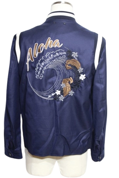 LOUIS VUITTON ルイ・ヴィトン 衣類 バックプリントスタジアムジャンパー メンズ46 ネイビー/ホワイト ウール HEB15WECZ (2120500250014) 【200】