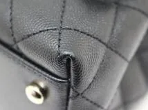 CHANEL シャネル トップハンドル フラップ バッグ 2WAYハンドバッグ ブラック SV シルバー金具 キャビア リザード 2143700198368【200】