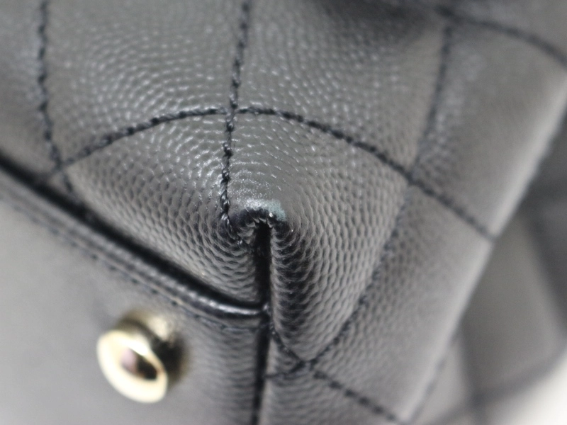 CHANEL シャネル トップハンドル フラップ バッグ 2WAYハンドバッグ ブラック SV シルバー金具 キャビア リザード 2143700198368【200】