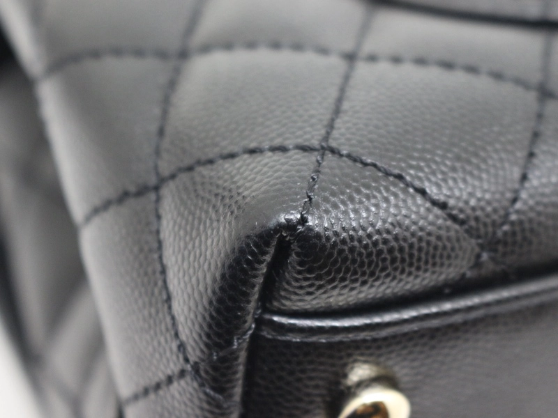 CHANEL シャネル トップハンドル フラップ バッグ 2WAYハンドバッグ ブラック SV シルバー金具 キャビア リザード 2143700198368【200】