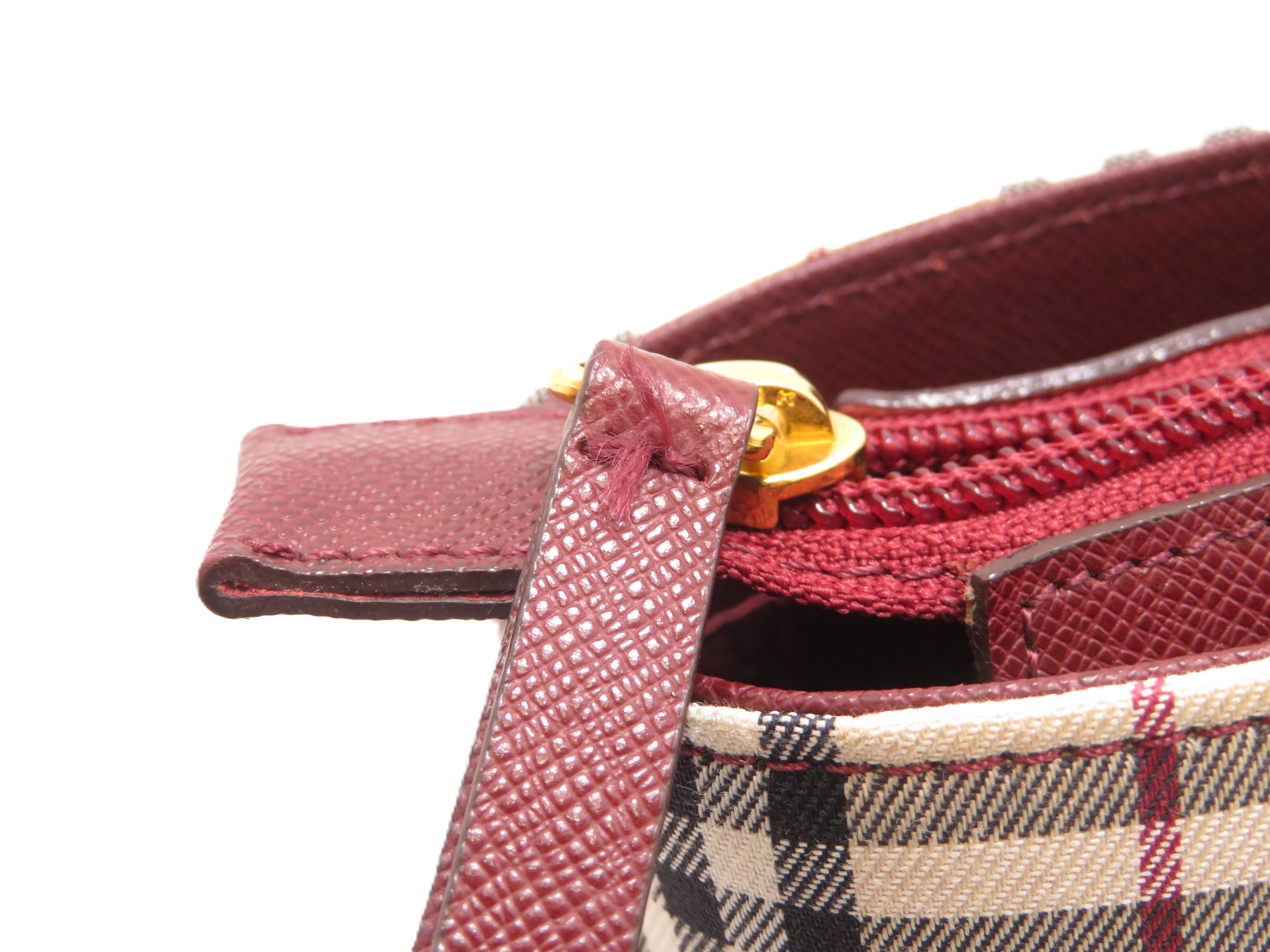 Burberry サフィアーノレザー ボルドー ノバチェック ハンドバッグ 未使用✨バーバリー サフィアーノレザー ノバチェック