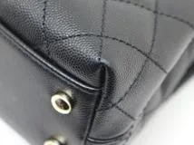 CHANEL シャネル トップハンドル フラップ バッグ 2WAYハンドバッグ ブラック SV シルバー金具 キャビア リザード 2143700198368【200】