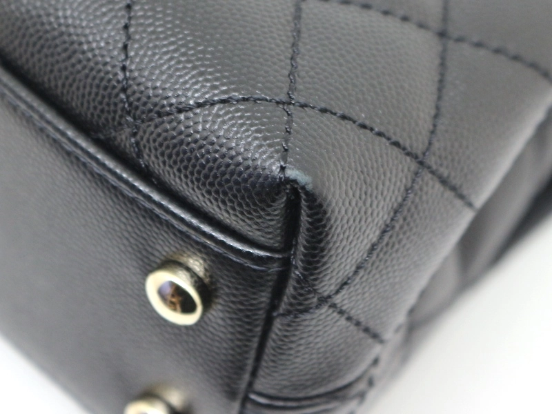 CHANEL シャネル トップハンドル フラップ バッグ 2WAYハンドバッグ ブラック SV シルバー金具 キャビア リザード 2143700198368【200】