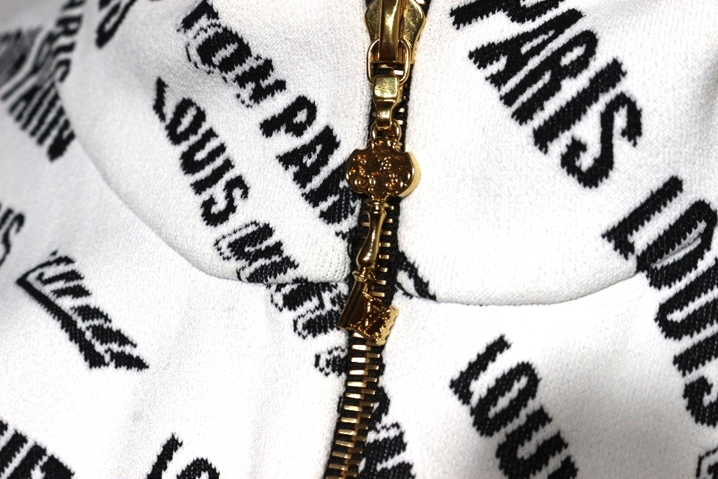 LOUIS VUITTON ルイヴィトン スランティドシグネチャー パーカー ホワイト ブラック ビスコース RW212B IT1 FLKC93