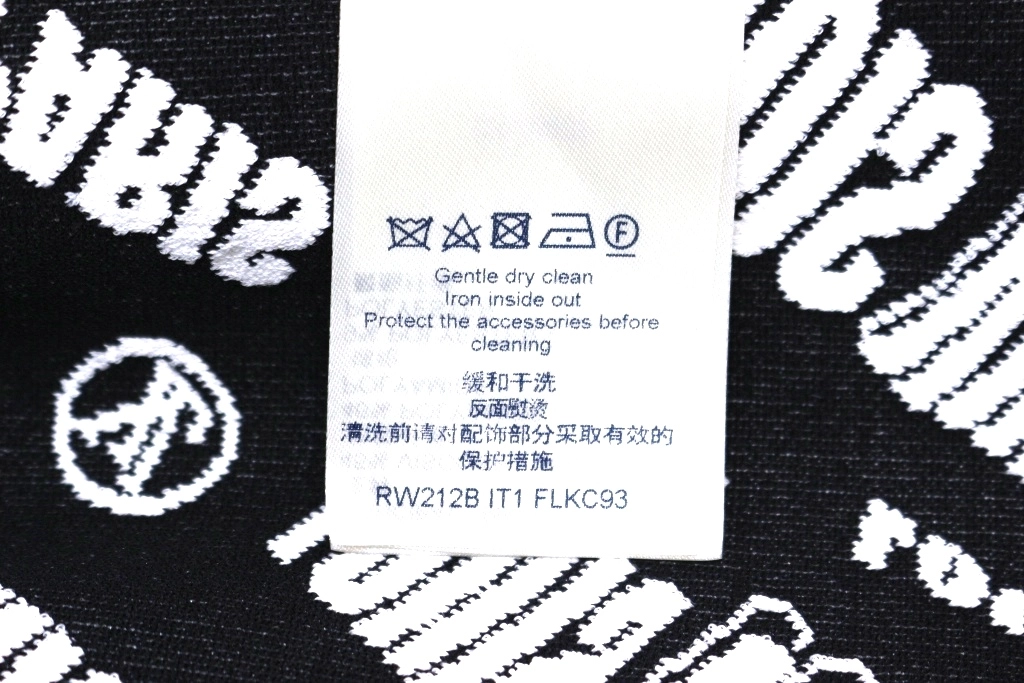 LOUIS VUITTON ルイヴィトン スランティドシグネチャー パーカー ホワイト ブラック ビスコース RW212B IT1 FLKC93