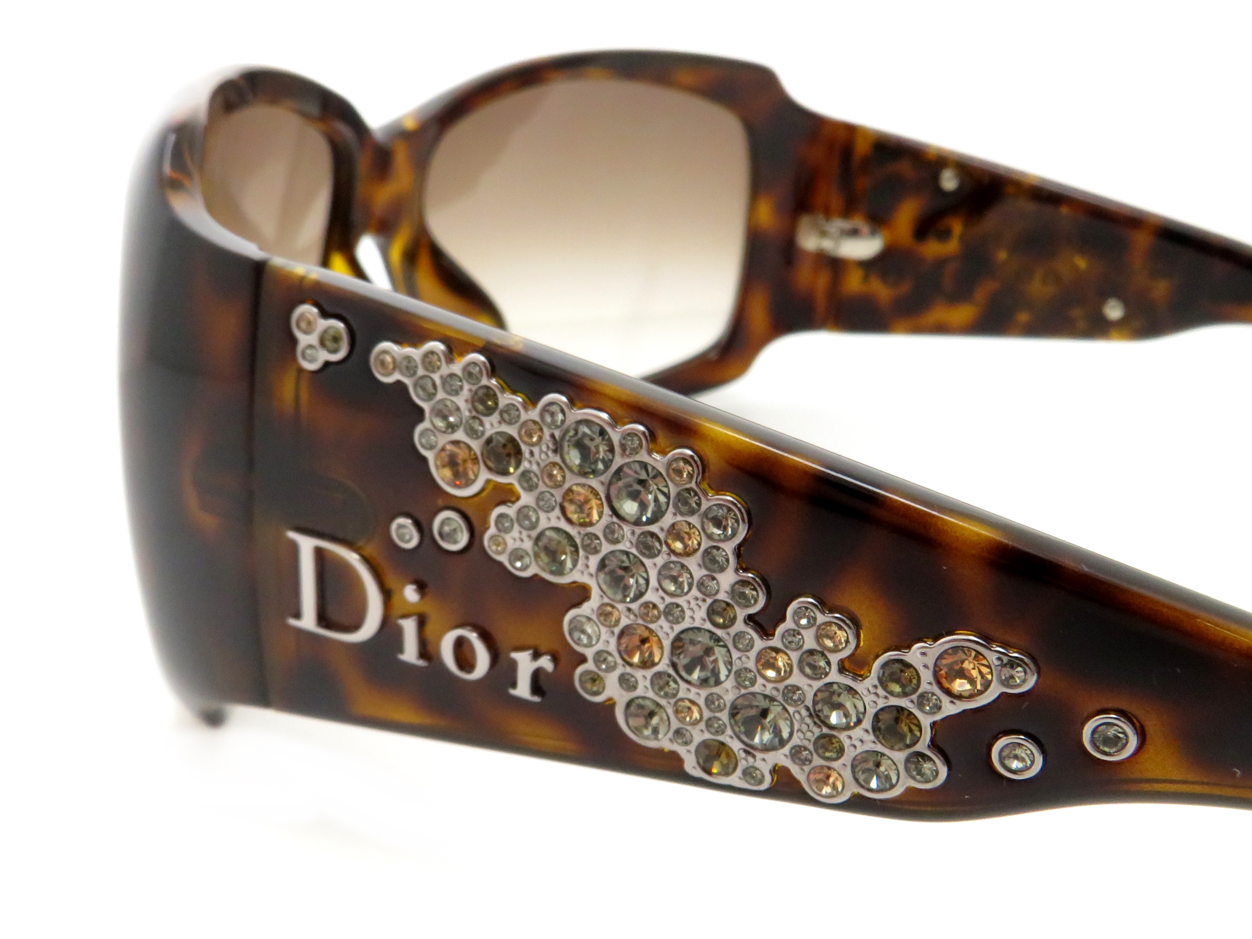 Dior ディオール ラインストーンサングラス ブラウン プラスチック