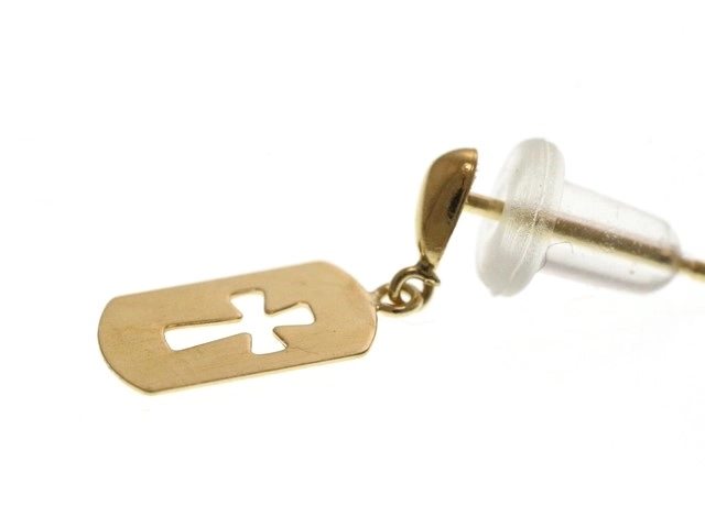 JEWELRY ノンブランド ジュエリー クロス ピアス K18 イエローゴールド 0.5g【473】