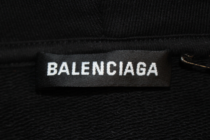 BALENCIAGA　バレンシアガ　トレーナー　スウェットパーカー　フーディー　556145　メンズM　ブラック　コットン　2019年　 2148103347740【200】