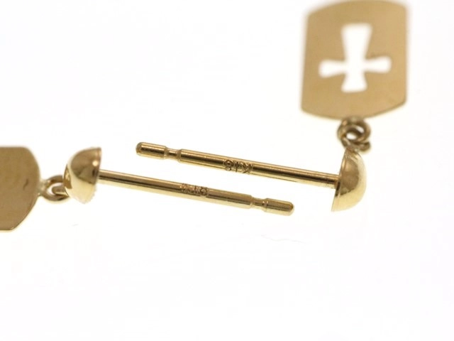 JEWELRY ノンブランド ジュエリー クロス ピアス K18 イエローゴールド 0.5g【473】