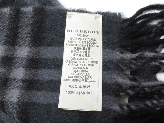 BURBERRY バーバリー マフラー チェックマフラー グレー カシミヤ100