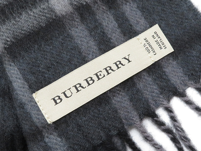 BURBERRY バーバリー マフラー チェックマフラー グレー カシミヤ100