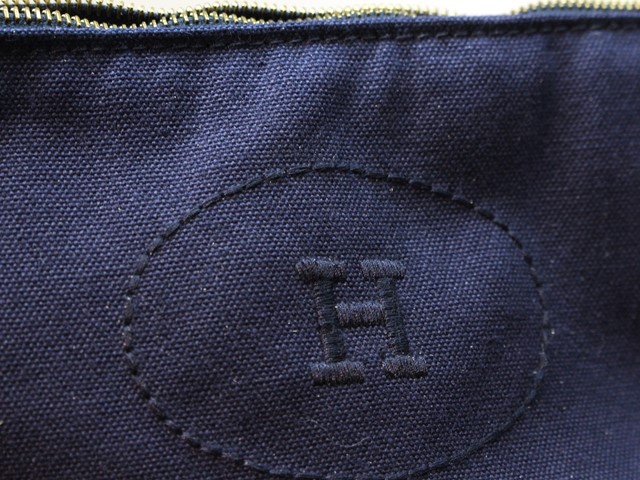 HERMES エルメス ボリードポーチGM ネイビー コットンキャンバス