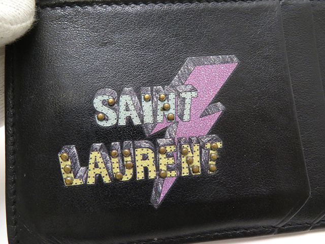 SAINT LAURENT サンローラン コインカードケース ブラック カーフ