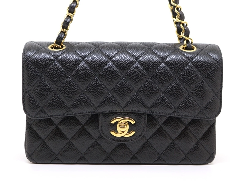 CHANEL シャネル マトラッセＷフラップ23 ブラック GP ゴールド金具 A01113 2120000321993【200】