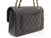 CHANEL シャネル マトラッセＷフラップ23 ブラック GP ゴールド金具 A01113 2120000321993【200】