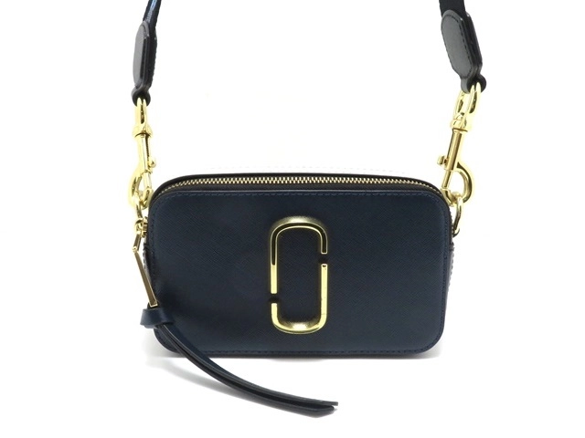 MARC JACOBS マークジェイコブス ザスナップショット ショルダーバッグ M0014146 ネイビー/ブラック/グレー レザー  GP金具【431】2148103701689 の購入なら「質」の大黒屋（公式）