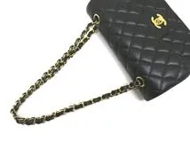 CHANEL シャネル マトラッセＷフラップ23 ブラック GP ゴールド金具 A01113 2120000321993【200】