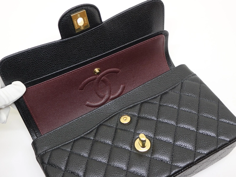 CHANEL シャネル マトラッセＷフラップ23 ブラック GP ゴールド金具 A01113 2120000321993【200】