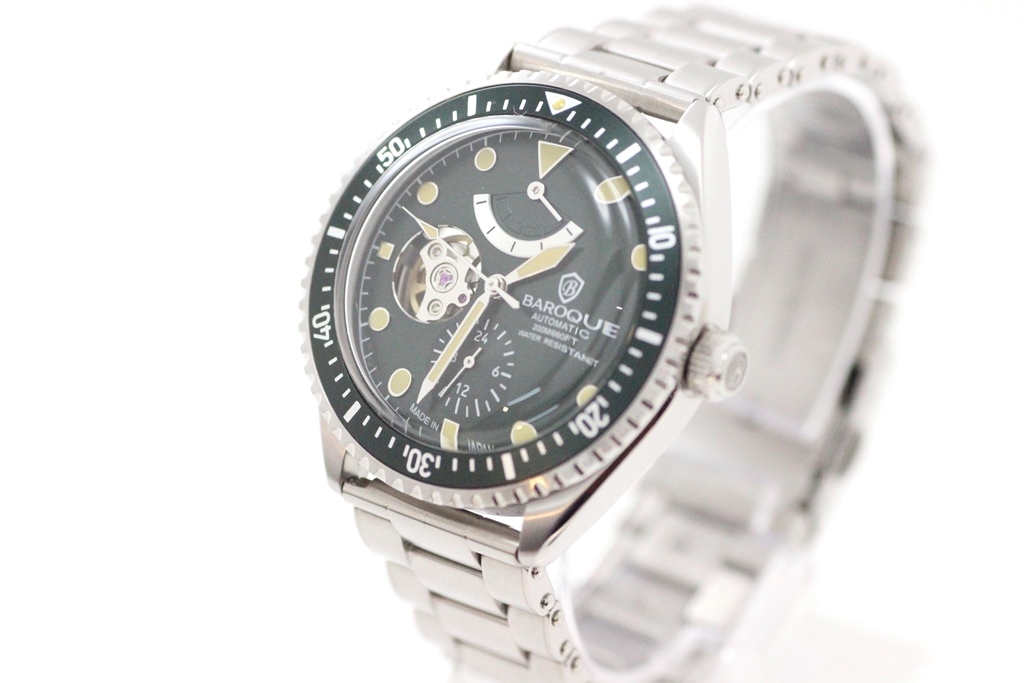 稼働 BAROQUE クラシックモダン 自動巻き腕時計 スケルトン 箱