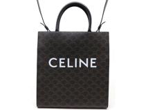 CELINE　セリーヌ　トートバッグ　トリオンフ　バーティカルカバ　ミディアム　ブラック/ブラウン　PVC　194432CIM.38NO　2148103798337　【中古】【大黒屋】【200】