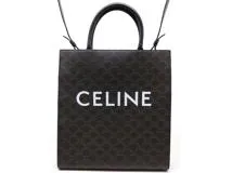 CELINE　セリーヌ　トートバッグ　トリオンフ　バーティカルカバ　ミディアム　ブラック/ブラウン　PVC　194432CIM.38NO　2148103798337　【中古】【大黒屋】【200】