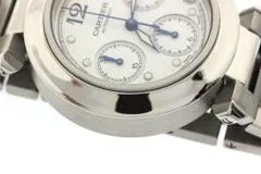 Cartier カルティエ 腕時計 パシャＣ クロノ W31039M7 スティール ホワイト文字盤 自動巻き【472】SJ