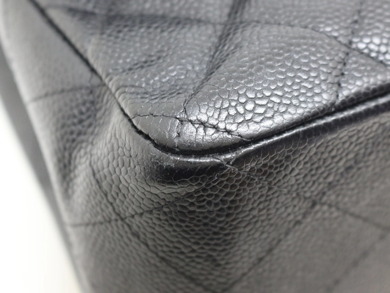 CHANEL シャネル デカマトラッセ30 ＷフラップＷチェーンショルダーバッグ ブラック SV キャビア 2148103809439【431】