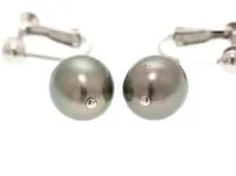 JEWELRY ノンブランド イヤリング K14ホワイトゴールド ブラックパール 4.2g【473】