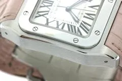 Cartier カルティエ 腕時計 2015年並行品 サントス100 MM W20126X8 ホワイト文字盤 ステンレス/アリゲーター 自動巻き【472】SJ