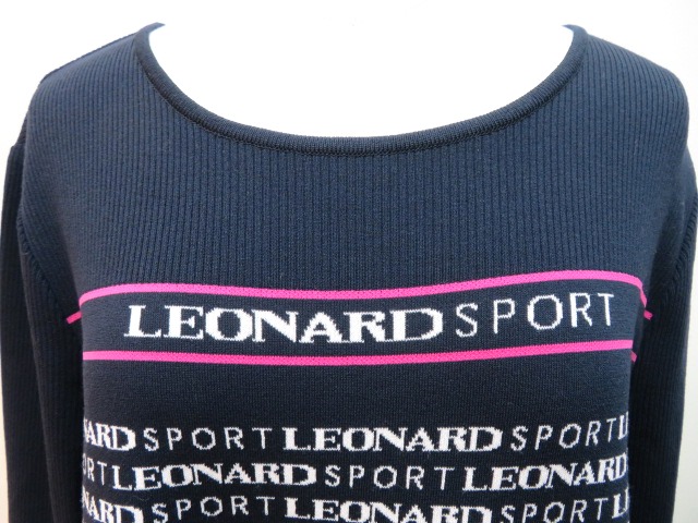 LEONARD SPORT　レオナール スポーツ　ワンピース　レディース 42　ネイビー　ロゴ　レーヨン　（2120000225215）　【432】
