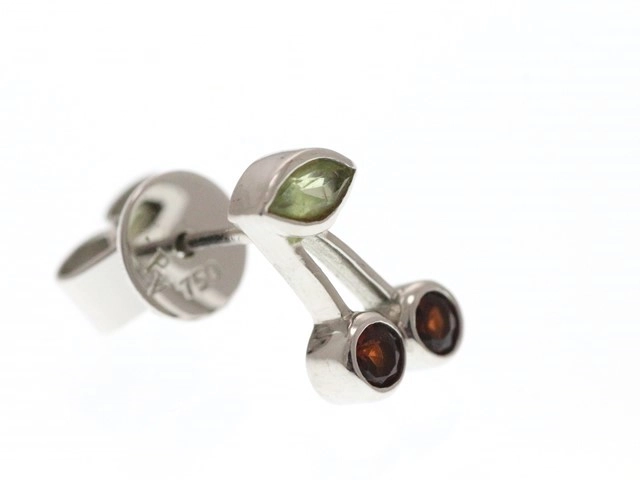 Ponte Vecchio ポンテヴェキオ ピアス さくらんぼモチーフ K18 ホワイトゴールド 色石 1.2g 片耳のみ【473】