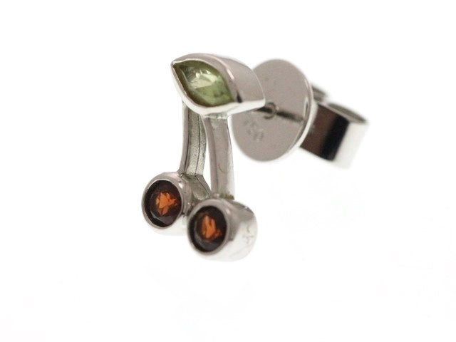 Ponte Vecchio ポンテヴェキオ ピアス さくらんぼモチーフ K18 ホワイトゴールド 色石 1.2g 片耳のみ【473】