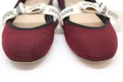 Dior　ディオール　靴　J'ADIOR リボン バレエフラット　レディース36ハーフ　ボルドー　ファブリック　2143200558310　【200】