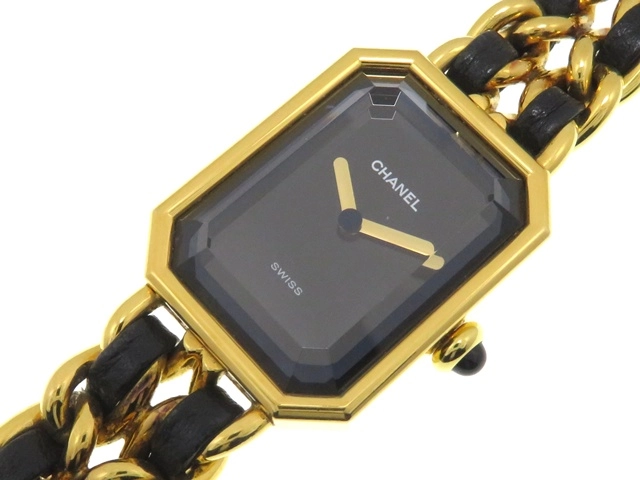 CHANEL　シャネル　時計　プルミエールL　H0001　レディース　クオーツ　GP/革　黒文字盤【431】2148103690396