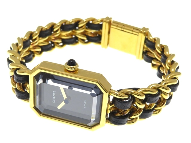 CHANEL　シャネル　時計　プルミエールL　H0001　レディース　クオーツ　GP/革　黒文字盤【431】2148103690396