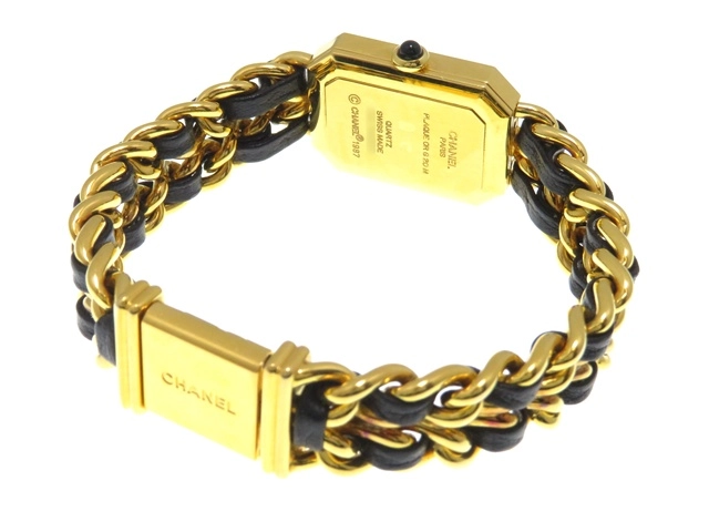 CHANEL　シャネル　時計　プルミエールL　H0001　レディース　クオーツ　GP/革　黒文字盤【431】2148103690396