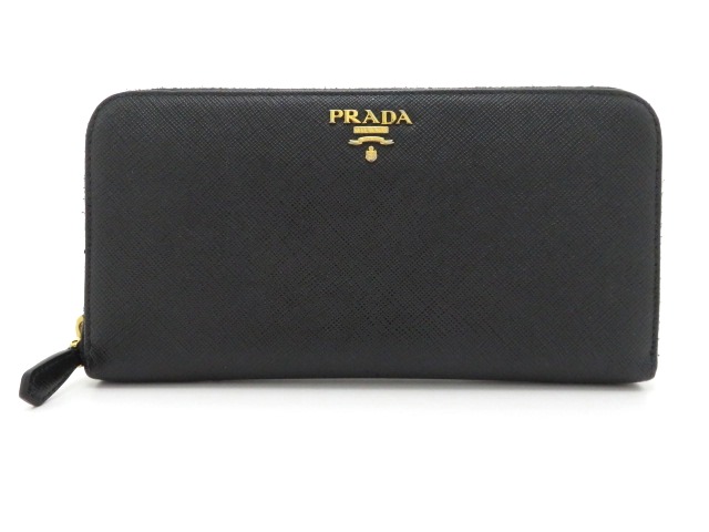 PRADA プラダ ラウンド長財布 サフィアーノ ブラック 1ML506【473】 の