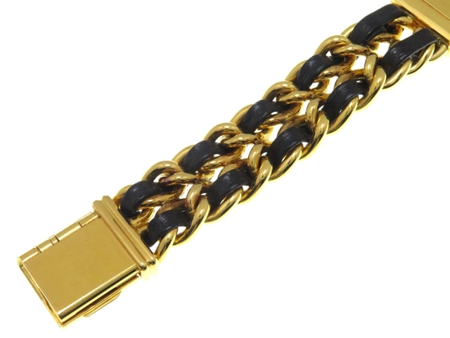 CHANEL　シャネル　時計　プルミエールL　H0001　レディース　クオーツ　GP/革　黒文字盤【431】2148103690396