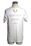 LOUIS VUITTON ルイヴィトン 衣類 反転ロゴ Tシャツ レディースXXL ホワイト コットン RW211W LCT FITS02