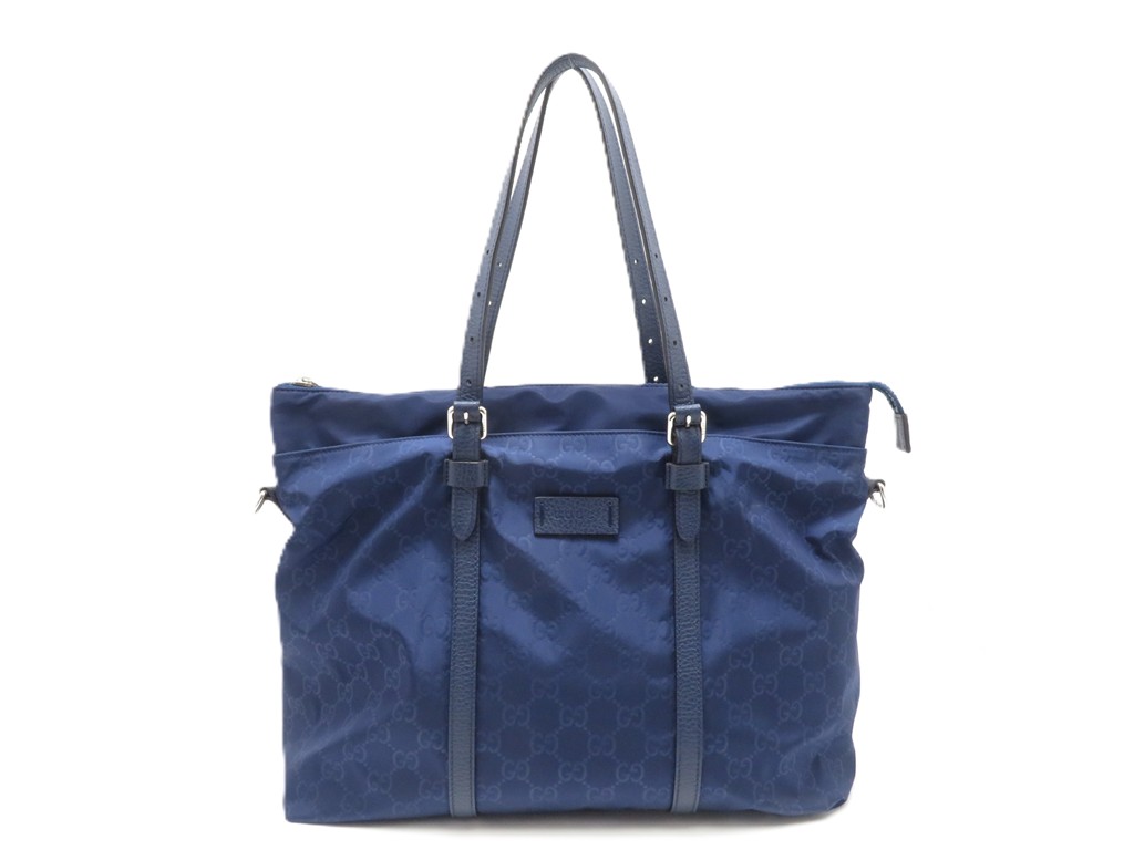 GUCCI グッチ GGナイロン 2wayバッグ ネイビー ナイロン/レザー
