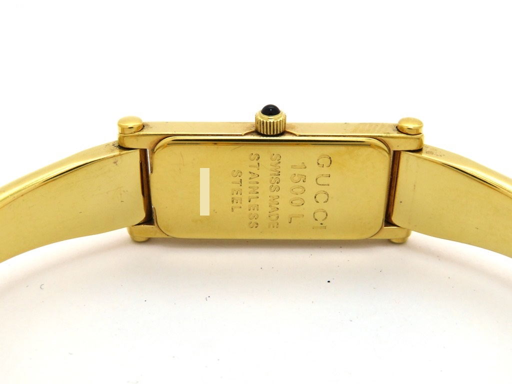 GUCCI グッチ 1500L バングルブレスレット クォーツ GP/SS シェル文字