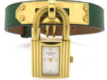 HERMES　エルメス　ケリーウォッチ　クォーツ　グリーンベルト　GP/革ベルト　【205】