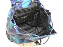 PRADA　プラダ　リュック　カモフラージュ　リュックサック　ネイビー／ブラック　ナイロン／サフィアーノ　BZ0032　2148103817342　【中古】【大黒屋】【472】