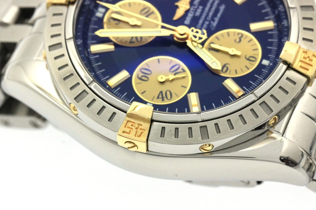 BREITLING ブライトリング 腕時計 クロノマット エボリューション B13356/B156C46PA K18イエローゴールド/スティール ブルー文字盤 自動巻き【472】SJ