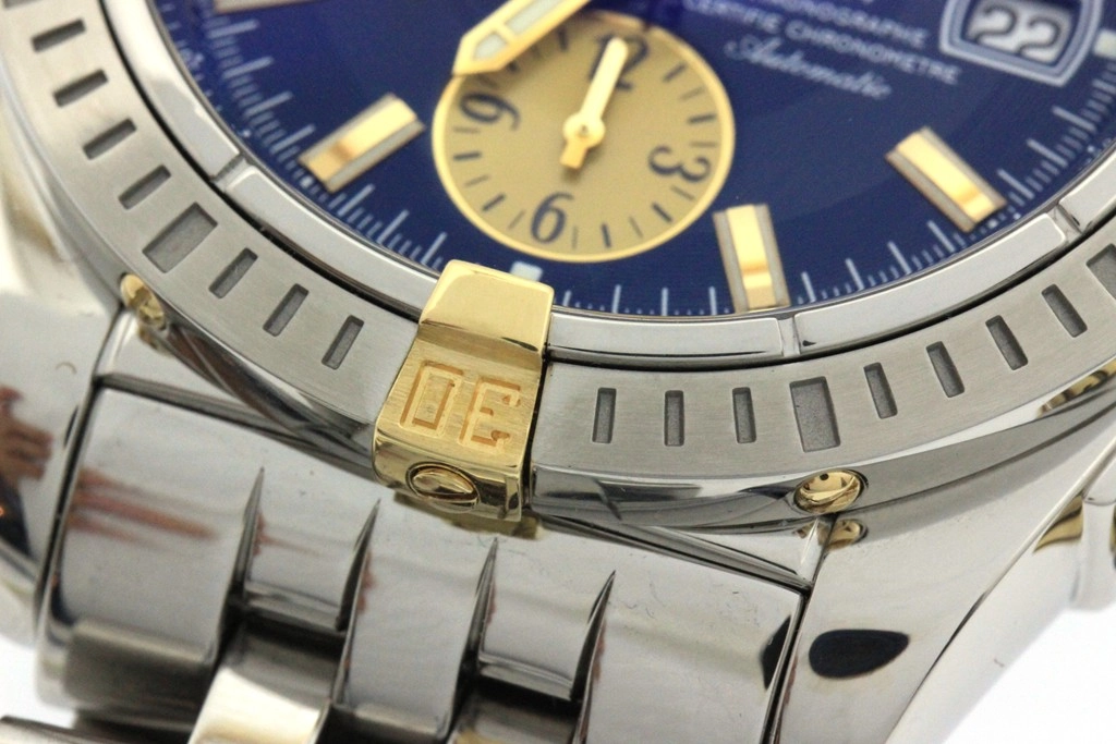 BREITLING ブライトリング 腕時計 クロノマット エボリューション B13356/B156C46PA K18イエローゴールド/スティール ブルー文字盤 自動巻き【472】SJ