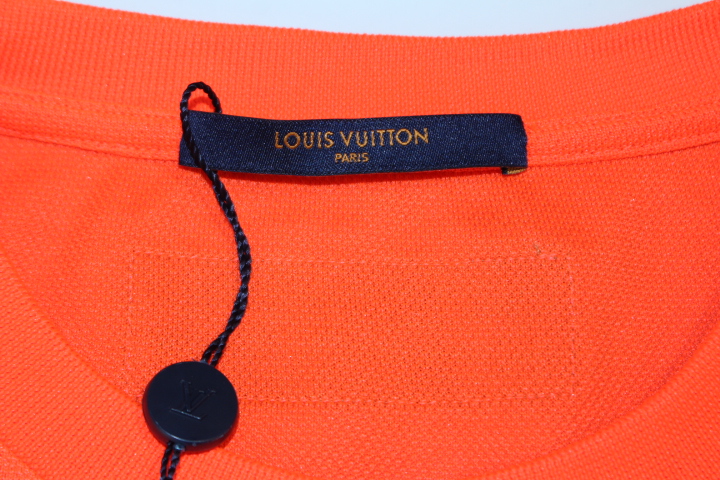 LOUIS VUITTON　ルイヴィトン　LVヴェジェトゥルレースエンブロイダリーTシャツ　メンズM　オレンジ　ポリエステル　1A7QO5　 定価：￥117,700-【432】