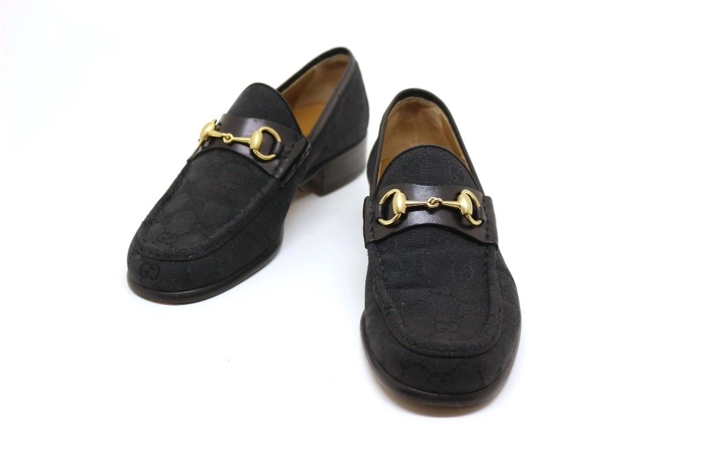 GUCCI/グッチ/ホースビットローファー/size36/黒/GGキャンバス
