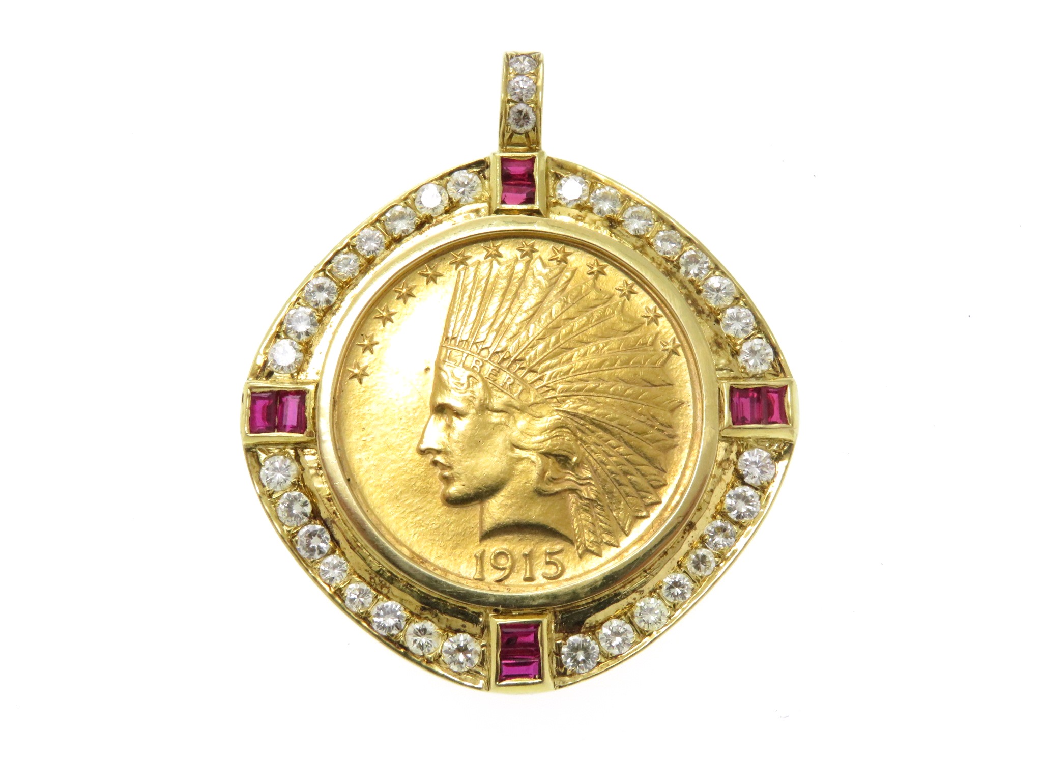 メダル　ネックレス　K18 インディアン　コイン　ダイヤモンド　メダル